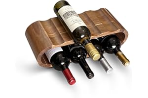 Mercurial Trade Wine Rack Free Standing 8 Bottle Acacia Wine Racks Countertop Cabinet Wine Holder Stand Wine Storage Shelf for Kitchen, Bar, Pantry