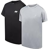 New Balance Boys Tshirts - 2 Pack Crewneck Short Sleeve Boys Athletic Shirts Dry Fit Kids Activewear (Sizes: 8-20)