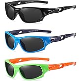 DYLB 3 Pack Flexible Kids Polarized Sunglasses For Boys Girls With Strap, Sport Sunglasses for Children Age 3-10.