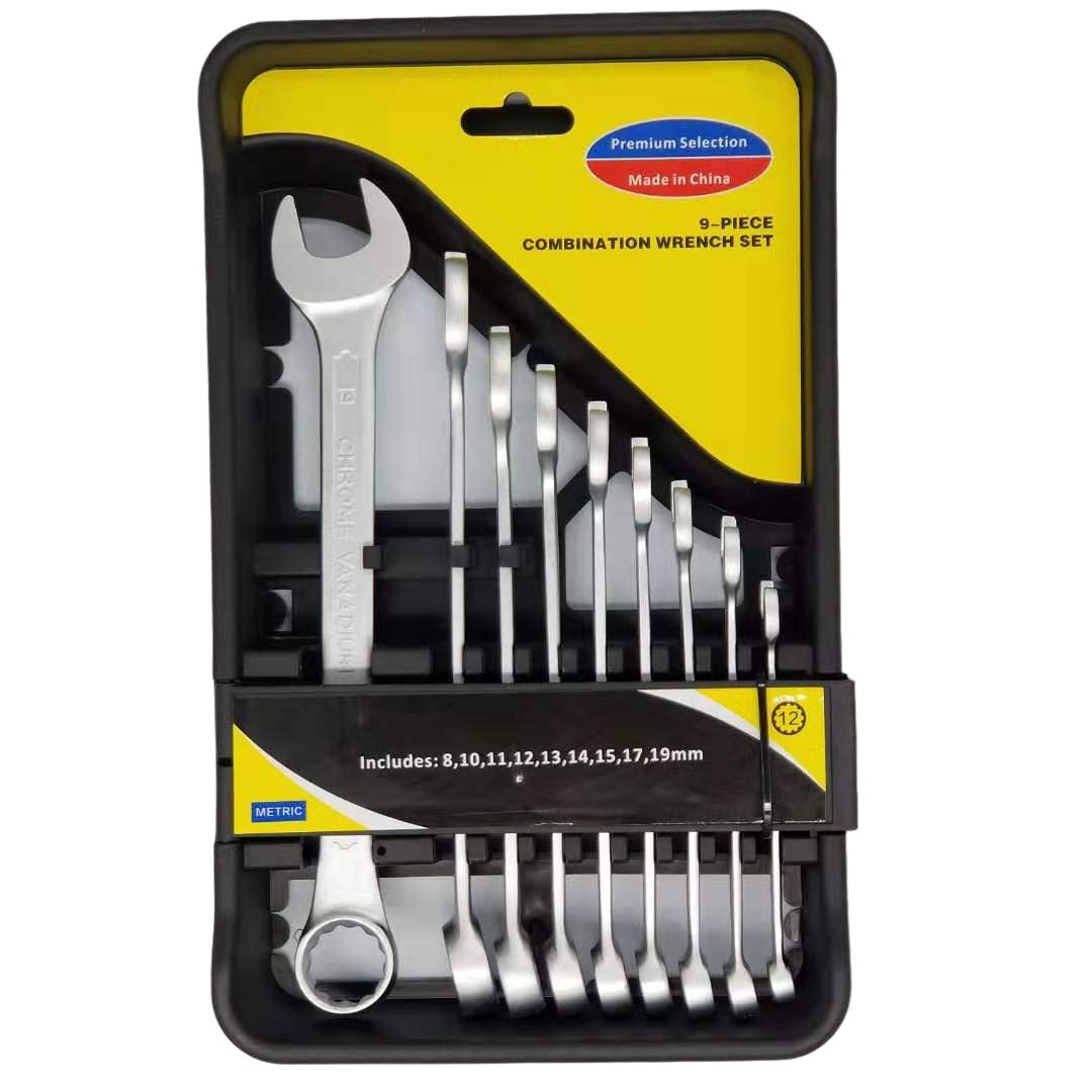 Suosi-GSCM 9-Piece Metric Combination Spanner Set, 8mm-19mm/Full Polishing/Matt Finish