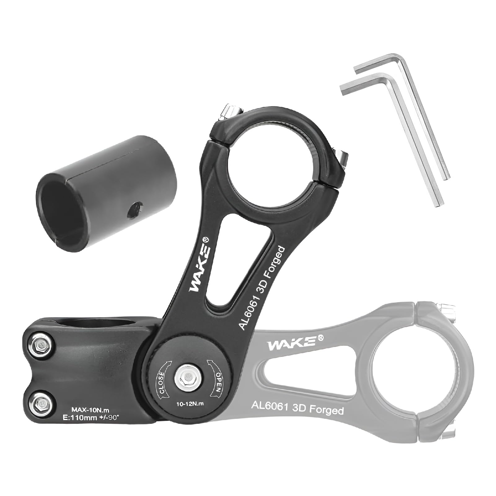 BESNIN Bike Stem Adjustable 0-90 Degree MTB Stem for 25.4mm and 31.8mm Handlebar, 110mm Stem Length, Aluminum Alloy Handlebar Stem for Mountain Bike, Road Bike, BMX