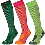 DANISH ENDURANCE Anti-Tick Merino Wool Outdoor Socks (Fuchsia/Orange 1 Pair, US Women 5-7//US Men 3.5-6)