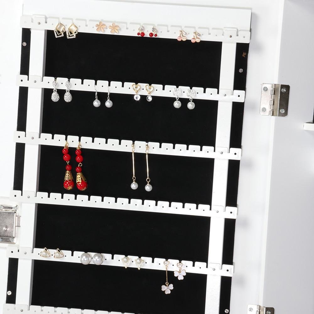 Popamazing Jewellery Cabinet Free Standing Lockable Large Storage Capacity Full Length Mirror Jewelry Armoire 47x38x150.5 cm/18.5x15x59.3’’ (LxWxH)