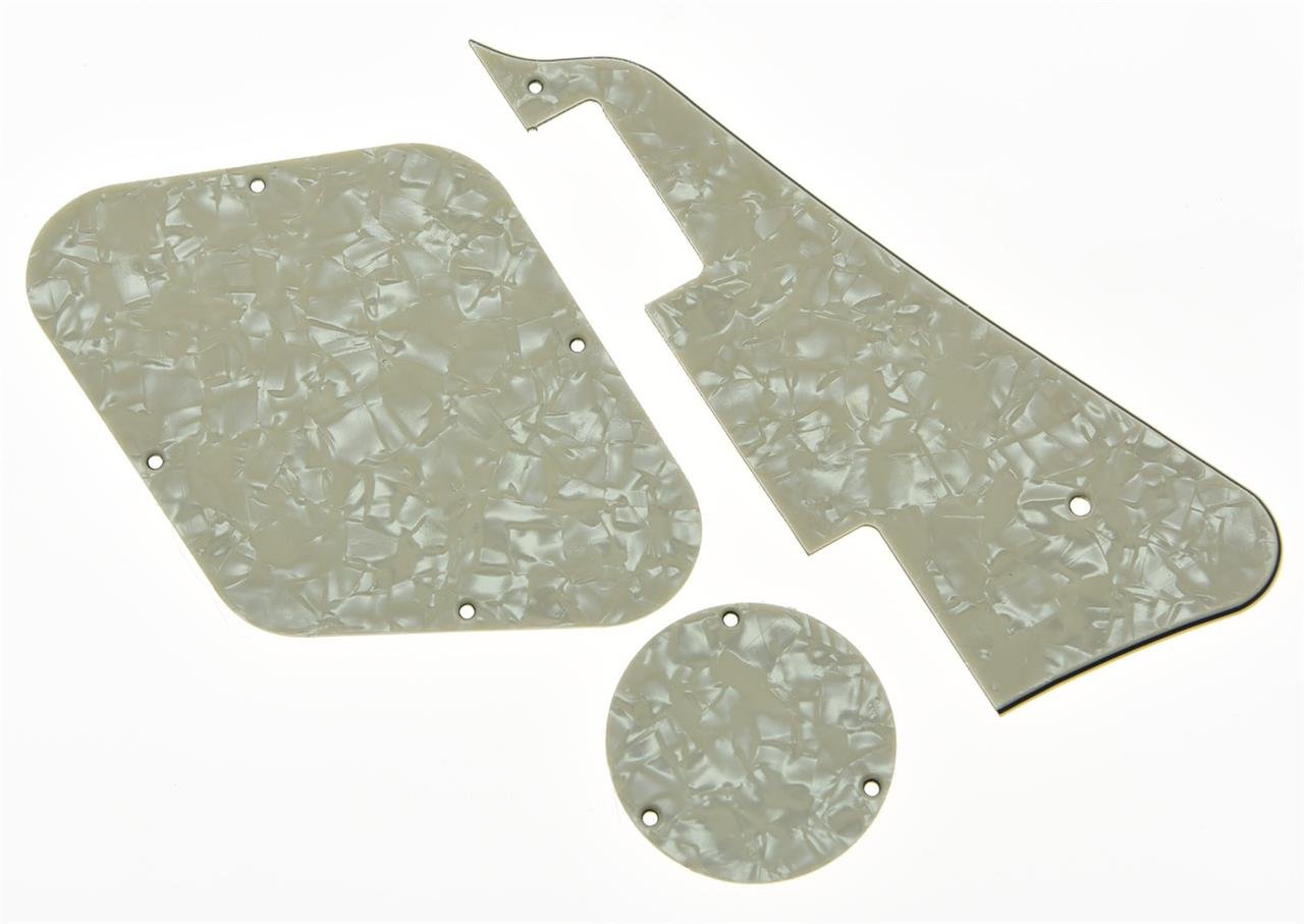 KAISH Aged Pearl LP Standard Pickguard and LP Rear Control Plate Switch Plate Cavity Covers for Les Paul Made in USA