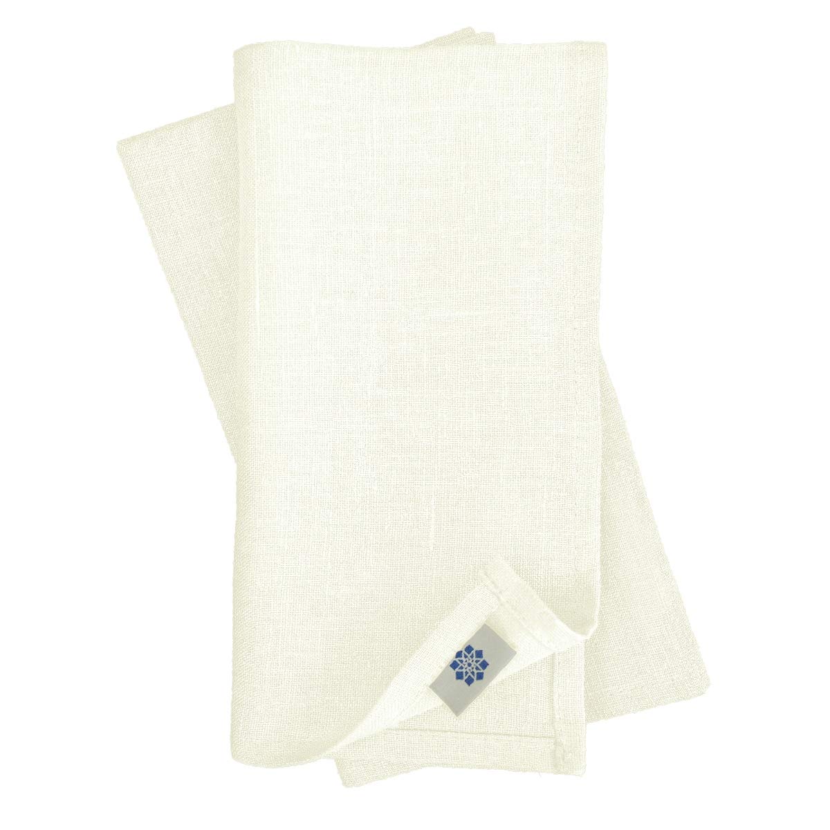 Linen & Cotton Napkins Set of 4 Hygge - 100% Linen, White (32 x 32 cm) Washable Square Serviettes Cloth for Home Dinner Table Decoration Restaurant Cafe Hotel Events Summer Party