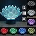 Gift Ideas Lotus Night Lights 3D Illusion lamp Animal Light Led Desk Lamps Unique Anniversary Gifts for Baby Home Decor Office Bedroom Wedding Party Decorations Nursery Lighting 7 Color (Lotus)