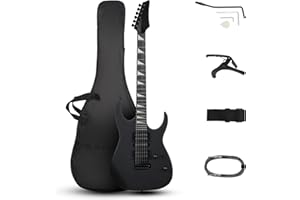 Ktaxon Full-Size Electric Guitar, Solid Body HSH Pickups 170 Guitars Beginner Kit with Gig Bag, Shoulder Strap, Tremolo Arm, Upgrade Cable, Capo All Accessories (Matte Back)