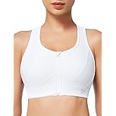 Yvette Zip Front Sports Bra - High Impact Sports Bras for Women Plus Size Workout Fitness Running