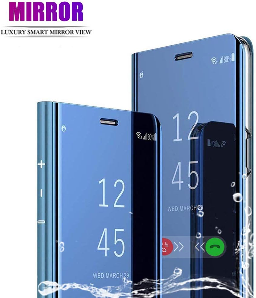DAYNEW For Huawei Honor 8X Case Cover,Mirror Smart Flip Cover Stand Function Plating Ultra Slim Fit Makeup Practical Protective Case For Huawei Honor 8X-Blue