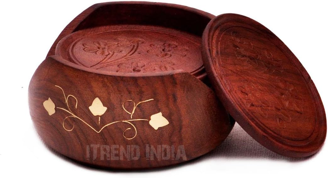 iTrend India Handmade Wooden Lotus Coaster (6 Coasters)