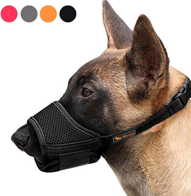 HEELE Breathable Mesh Dog Muzzle Adjustable Nylon XL Black