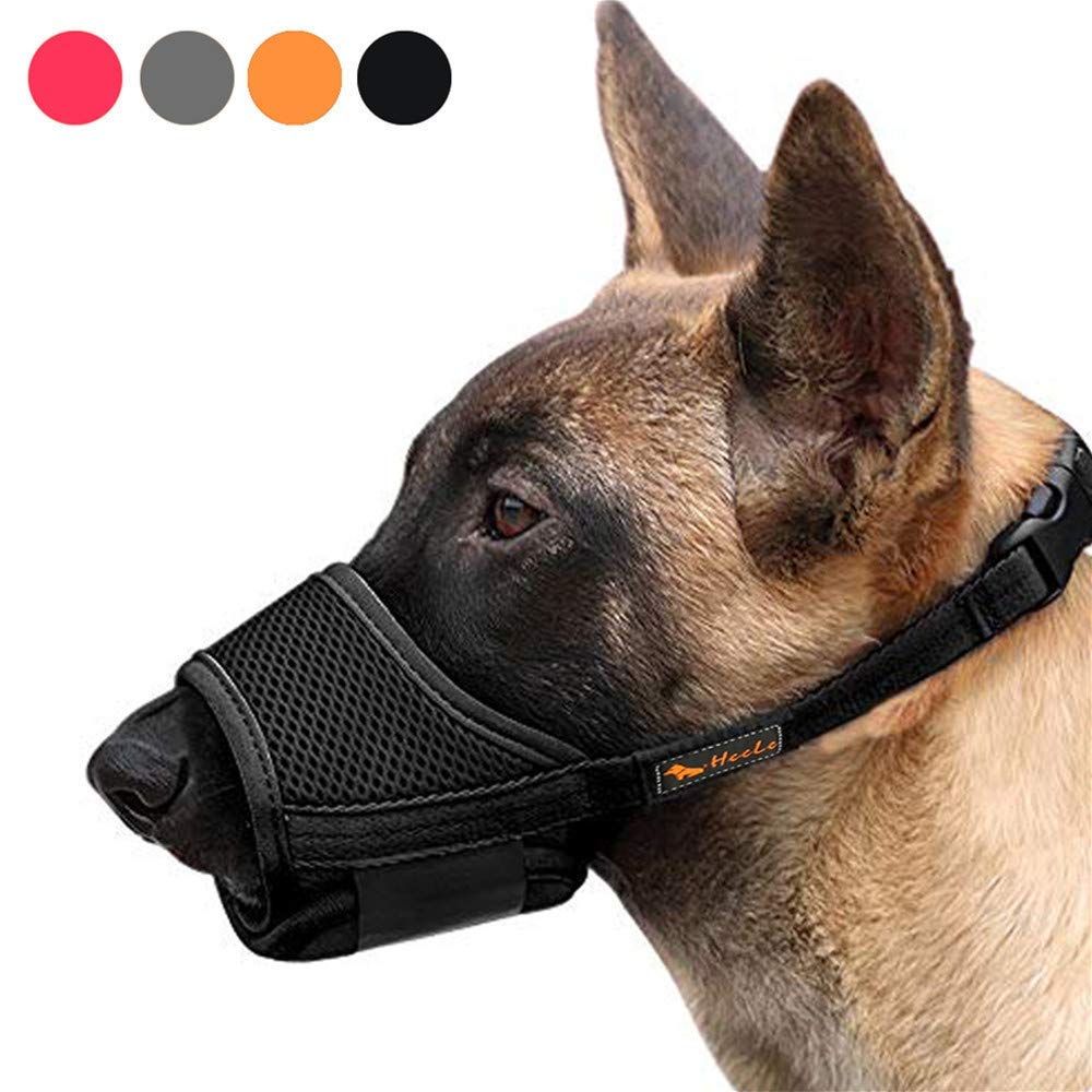 HEELE Dog Muzzle Breathable Mesh and Durable Nylon with Adjustable Loop and Soft Pad Dog Training Muzzle Prevent for Barking Biting and Chewing (Black, S)