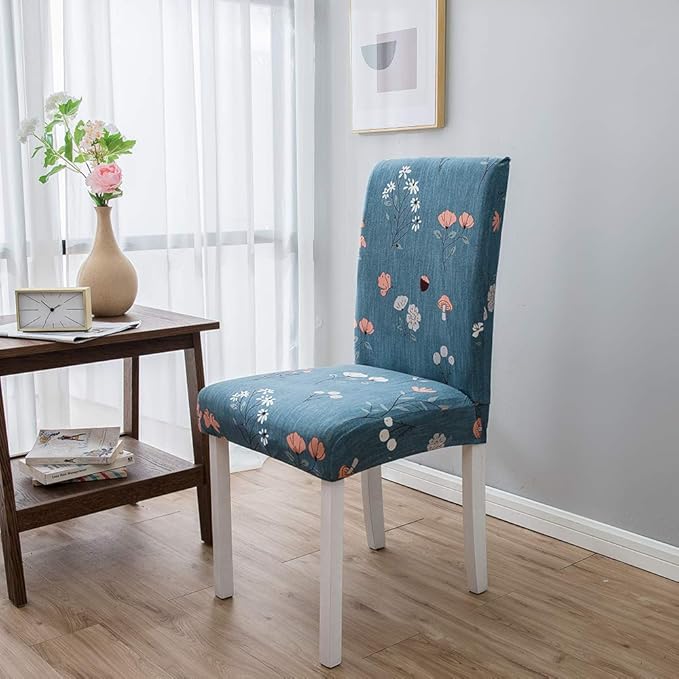 Fundas Elásticas Para Sillas De Comedor - Estampado Flores, Lavables, Talla única Ajustable