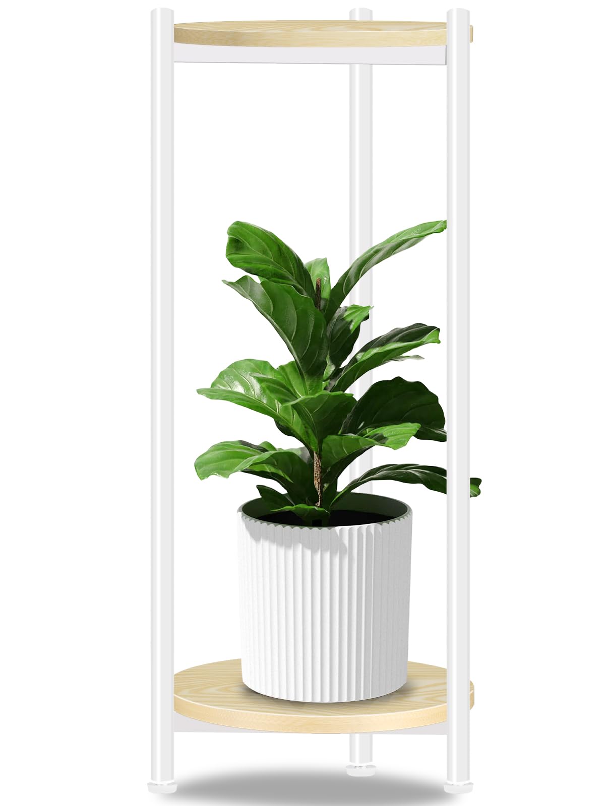 Photo 1 of Lilybud--lily Plant Stand Indoor Outdoor, 30'' Tall Plant Stands for Indoor Plants, Heavy Duty Indoor Plant Shelf, 2 Tier Display Rack for Living Room, Balcony, Deck, White