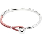 Uno de 50 Bracelet, Semi-Rigid with Leather, Ball Charm, Ser Intrepida Collection (Pink)