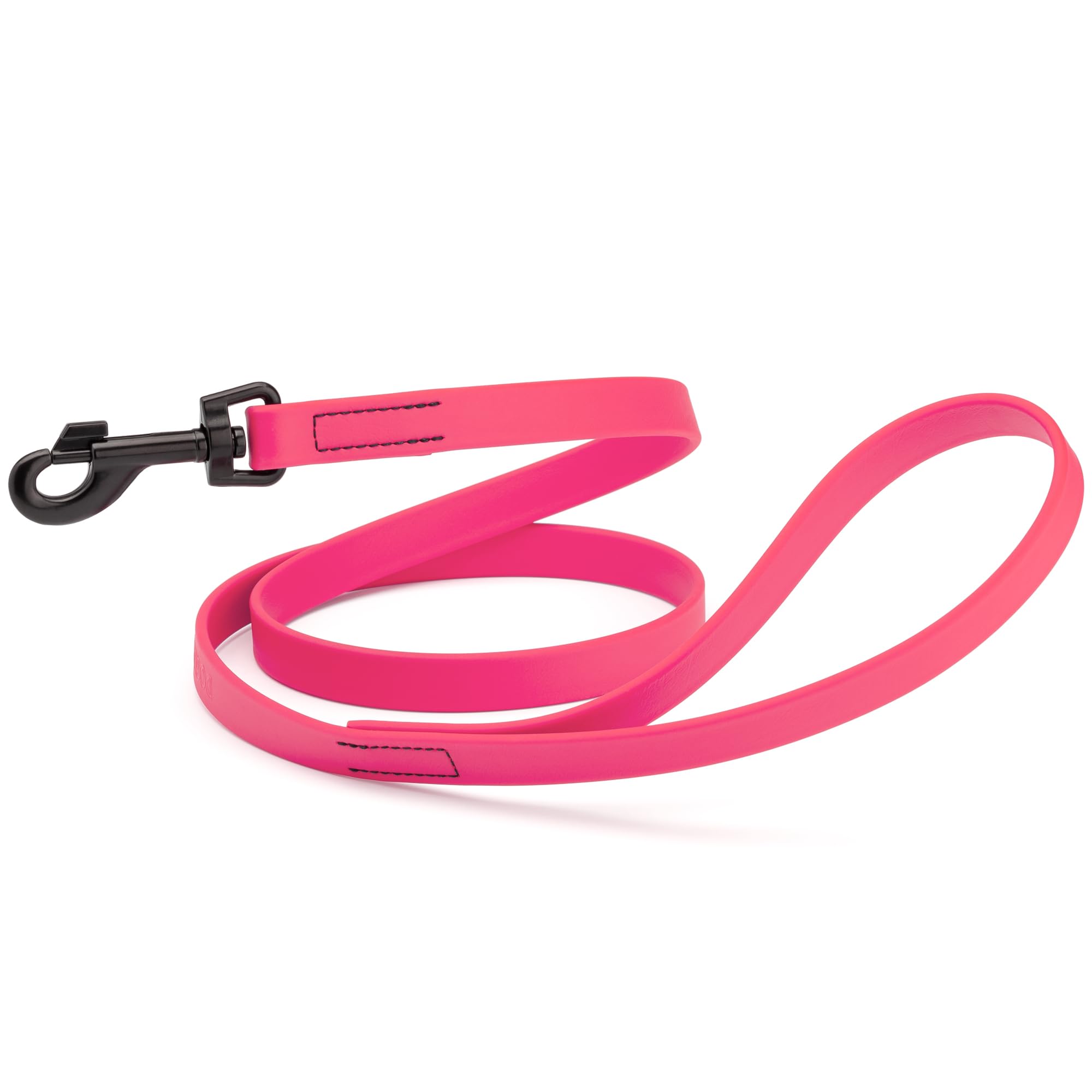 Dogline Biothane Waterproof 6ft Dog Leash Strong Coated Nylon Webbing with Black Hardware Odor-Proof Easy to Clean High Performance for Small or Large Dogs Made in USA 6ft Lead, Passionfruit Pink
