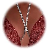 Sexy Rhinestone Bra Body Chain Jewelry Harness Cross Chest Chain Bikini Rave Crystal Body Chain Rhinestone Underwear Body Chain for Women