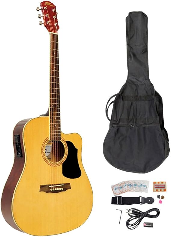 PylePro Pgakt40n 41Inch AcousticElectric Guitar Package with Gig Bag, Strap, Picks, Tuner and