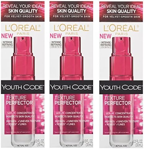 L'Oreal Youth Code Texture Perfector Serum, 1 Oz (3 Pack) + FREE LA Cross Tweezers 71817