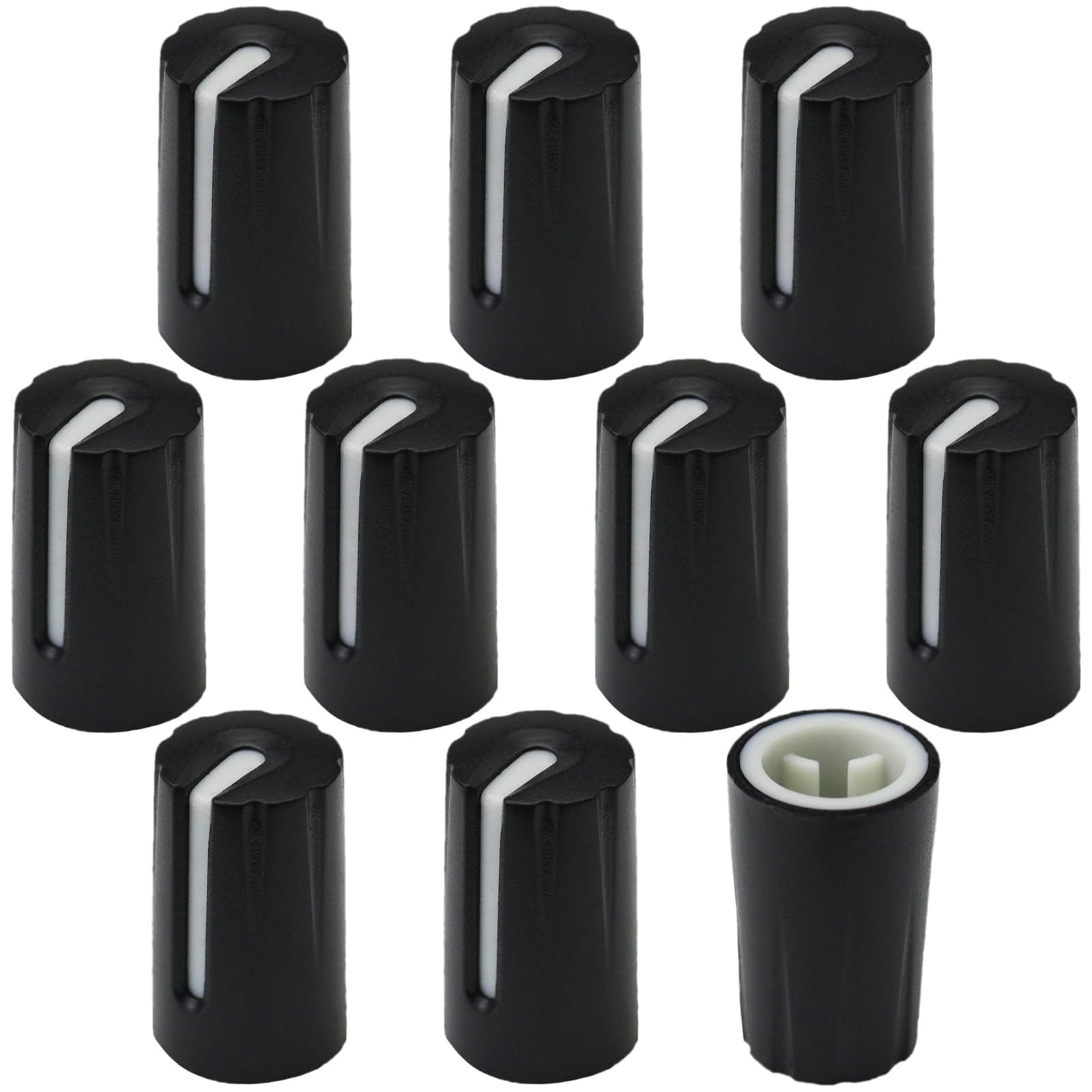 6mm D-Shaft Hole Slim Colour Body Control Knob with Recessed Position Indicator Pack of 10 (Black)