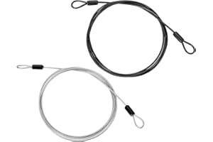 PATIKIL 2 Pcs 1/8" Dia Vinyl Coated Stainless Steel Cable with Loops, 6.6ft (79") Flexible Wire Rope Security Chain Lanyard L