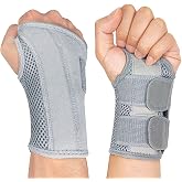 NuCamper Wrist Brace for Carpal Tunnel Night Wrist Support Right Hand Gray | Wrist Splint for Men Women, Tendonitis Arthritis Pain Relief,Adjustable Compression Hand Braces, Sleeping, Office Work Typing