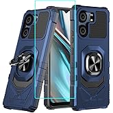 for BLU View 5 B160V / BLU F5 5G Case with 1 Pack Screen Protector,Dual Layer Hybrid Heavy Duty Defender Protection,Sleek Rugged Reinforced Cushion Corner Kickstand Shockproof Bumper Cover Blue