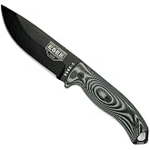 ESEE-5 1095 Fixed Blade Knife with Kydex Sheath, 1095 Carbon Steel, Outdoor Knife with 3D Contoured Handle, Made in USA, (Black Blade, Gray/Black G10 3D Handle)