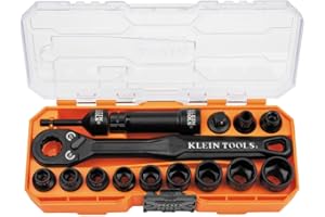 Klein Tools 65400 KNECT 15-Piece Pass Through Socket Set, SAE Impact Socket Set with MODbox Case, Sockets, Bits, Accessories and 3/8-Inch Drive Adapter