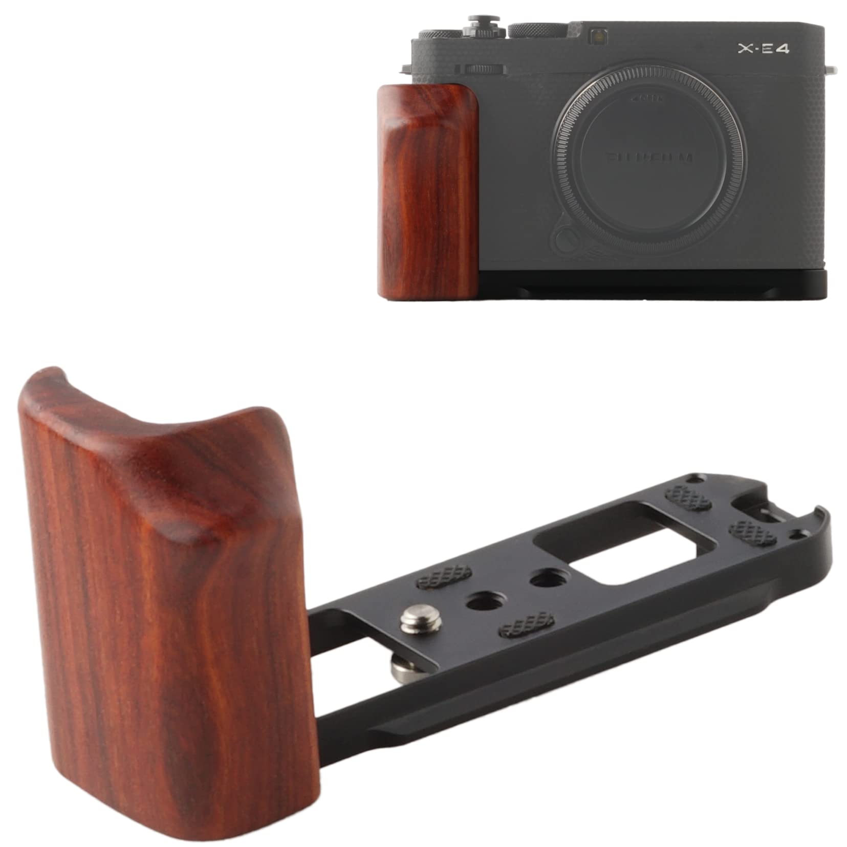 WEPOTO X-E4 Handgrip L-Shape Grip with Quick Release Plate for Arca,Wood Side Handle,Compatible with Fujifilm X-E4 Camera -GP-X-E4-R