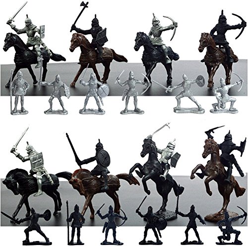 28 Pieces Knight & Horses Soldier Toys Army Men Action Figures, 3 Inch