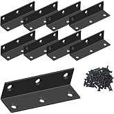 L Bracket,Heavy Duty Corner Brace,Stainless Steel Corner Bracket,Black Large Angle Brackets, Metal Braces for Wood Aufuga (8, 3.2x0.8x0.8)