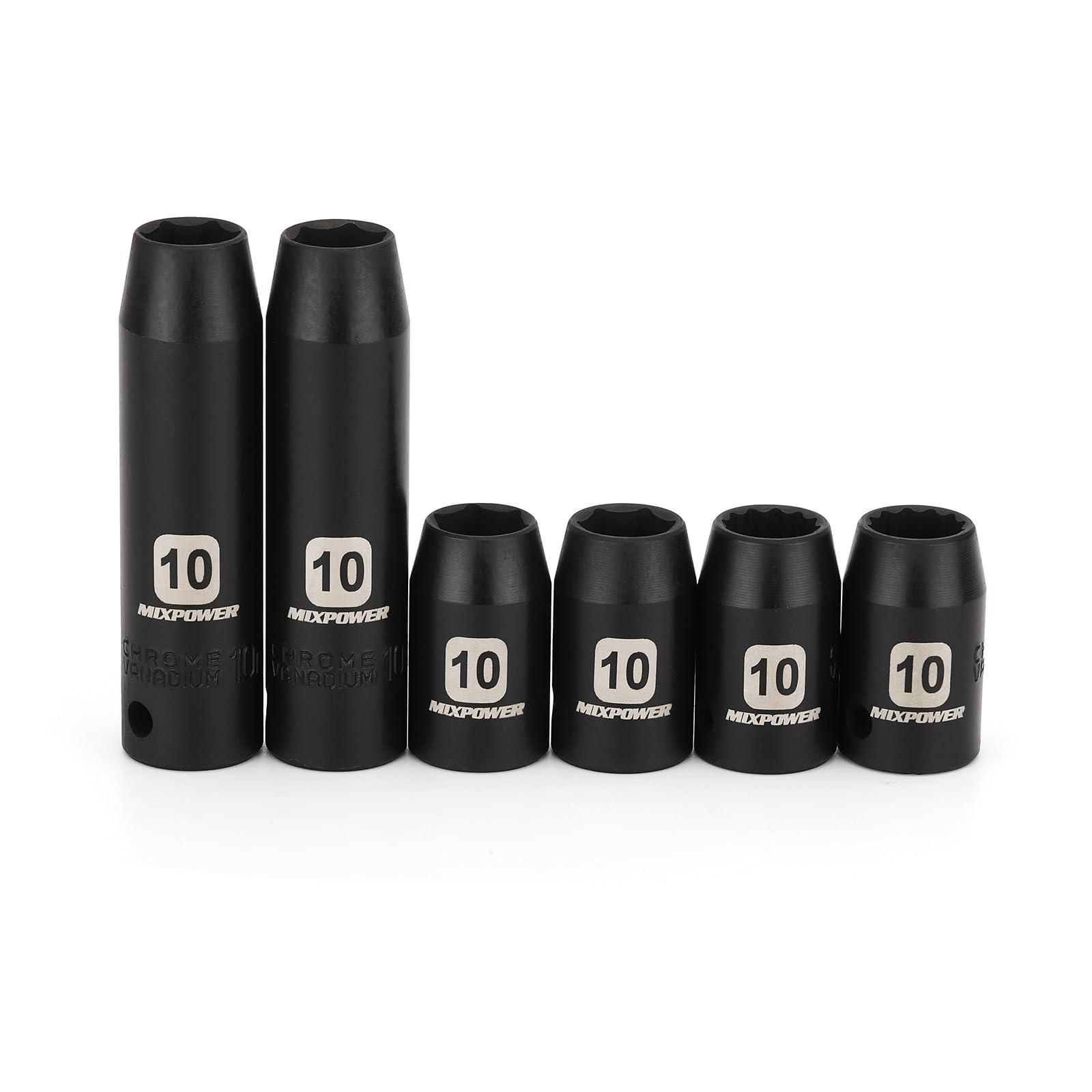 MIXPOWER 6PCS 3/8"Drive 10mm Deep&Shallow Socket, 6