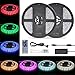 LED Strip Light, WEKSI Waterproof LED Tape Lights 300LEDs Lightstrip 32.8ft 10m Color Changing RGB 5050 LED Light Strip Kit with 44 Keys Remote Controller and 12V 5A Power Supply