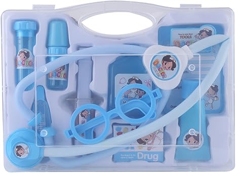 Amazon ふりプレイおもちゃ医師キット ふり医師看護師医療おもちゃセットキャリーケース就学前の経験教育ゲーム子供のため 青い お医者さん おもちゃ