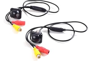 EKYLIN Pair Car Auto 20mm Hole Drilling Side View Camera Side Mirror Mount Reverse Mirrored Image with No Parking Assistance 