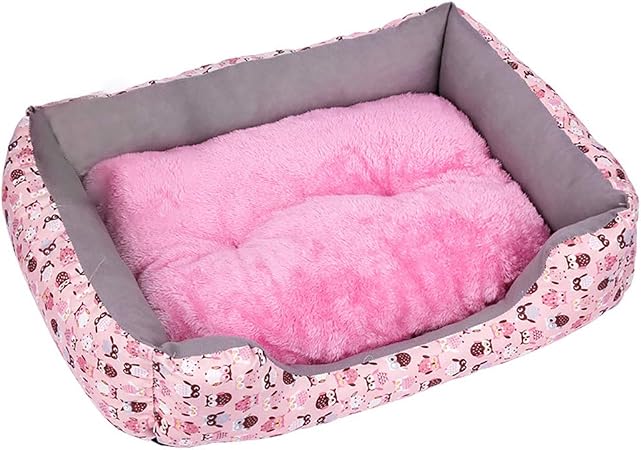 Urijk Panier Chien Avec Coussin Ultra Doux Niche Carré Rembourré Coussin Chien Confortable Respirant Chenil Maison Lit Canapé Pour Chien Chat Lapin