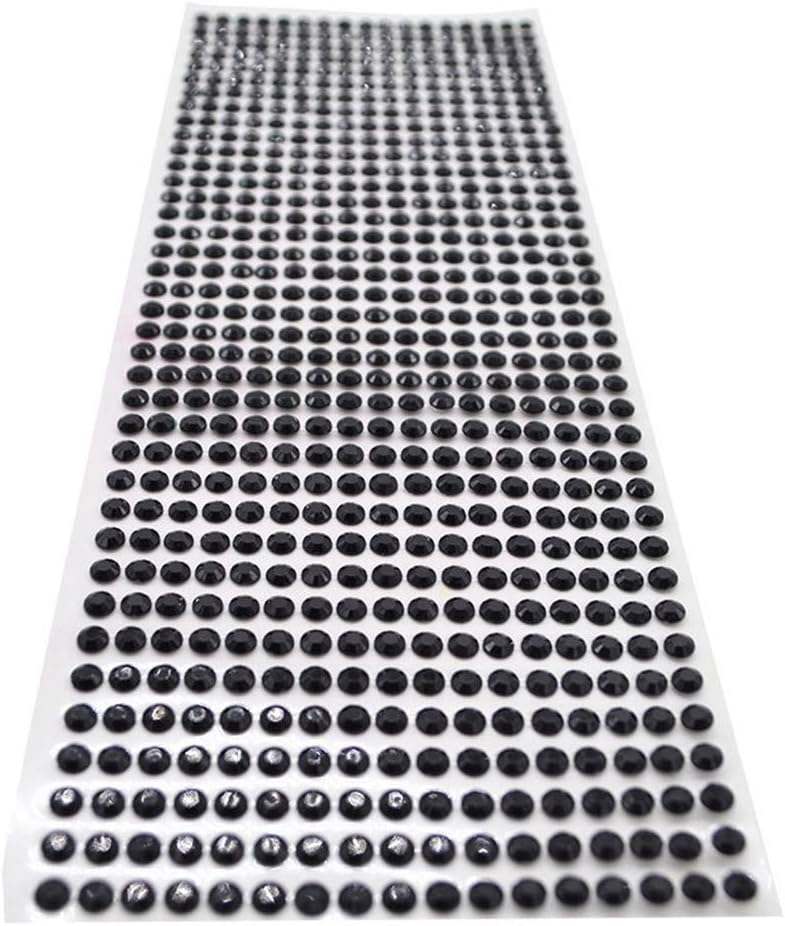 2520 pcs Rhinestone Stickers 5 Sheets 6mm DIY Self Adhesive Colorful Gem Rhinestone Embellishment Stickers Sheet Fits for Crafts,Body,Nail Makeup Festival Carnival (Black)
