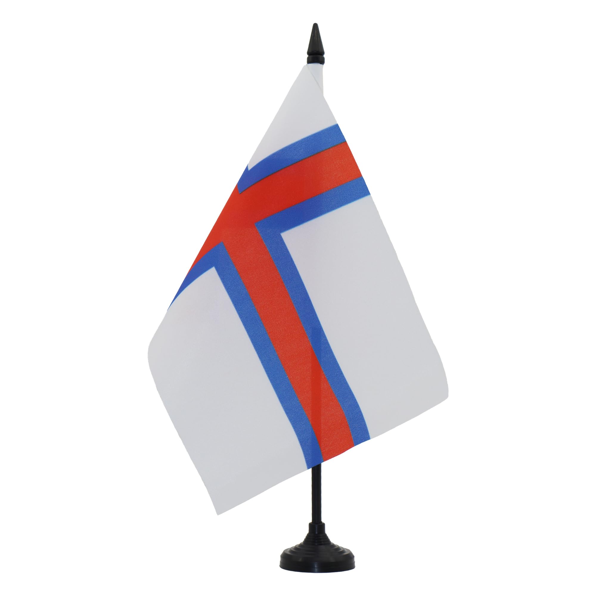 AZ FLAG Faroe Islands Table Flag 5'' x 8'' - Faroese Office Decoration 100% Polyester 21 x 14 cm - Mini Desk Flag with Pole and Black Plastic Base