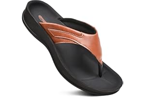 AEROTHOTIC Arch Supportive Strappy Orthotic Comfortable Flip Flops Cushion Soft Toe Post Non-Slip Summer Casual Travel Walking Thong Sandals Women Beach Essentials