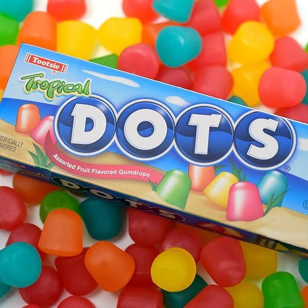 DOTS INDIVIDUALLY WRAPPED CANDY – TROPICAL GUMMY CANDY FLAVORS – GRAPEFRUIT, MELON, PARADISE PUNCH, MANGO AND ISLAND NECTAR – GLUTEN FREE, KOSHER & PEANUT FREE GUMDROPS – BULK 24CT, 2.2OZ DOTS BOXES