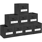 TomCare 8-Pack Storage Cubes Foldable Fabric Cube Storage Bins with 10 Label Window Cards Cloth Cube Organizer Bins Storage B
