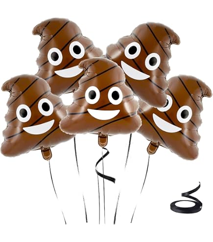 Lot De 6 Ballons Humoristiques 'crotte' En Aluminium - 22 Pouces (55 Cm) - Pour Farces Et Décoration De Fête