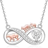 Fenthring Mama Bear Necklace for Women Mom Mothers Day with 2 Cubs Pendant Sterling Silver Infinity Necklaces for Mom Christmas Gifts Jewelry