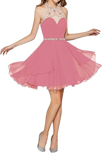 halter cocktail dress chiffon