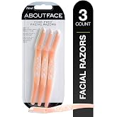 About Face Fuzz-Free Facial Razors - 3 Beauty Groomers for Hair Removal, Ideal for Shaving, Exfoliating, Dermaplaning and Brow Shaping, Japanese Steel Gently Removes Facial Hair