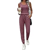 Ekouaer Jumpsuits for Women Casual Summer Sleeveless 2026 Ribbed One Piece Romper Dressy Vacation Clothes Travel Outfits
