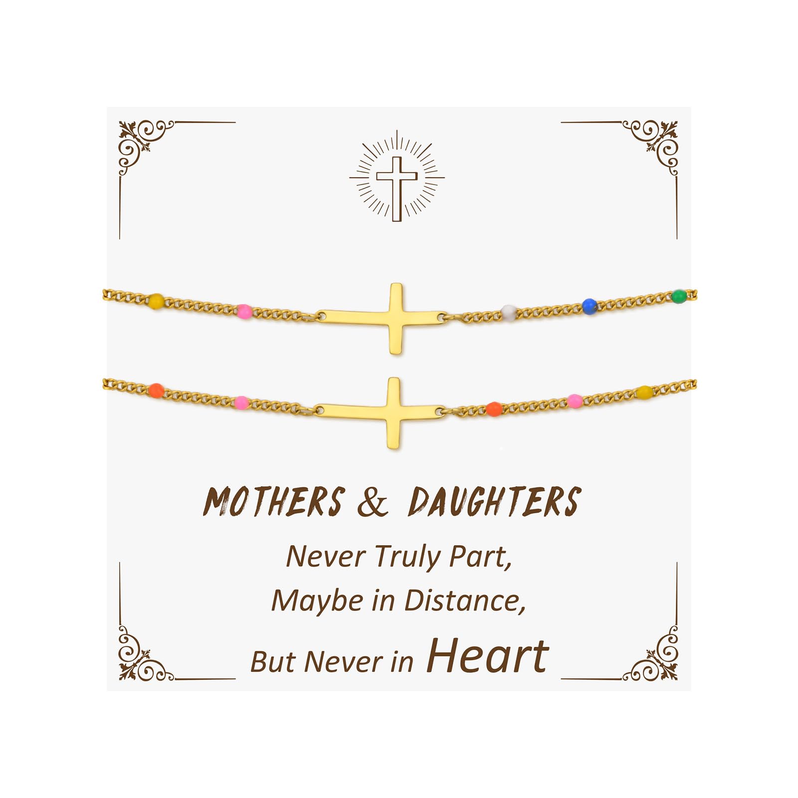 Gold Cross Bracelets for Women - 14k Gold Plated Cross Bracelet Set,Dainty Non Tarnish Golden Christian Prayer Jewelry,Inspirational Religious Confirmation Baptism Faith Gifts for Her Friend Sister