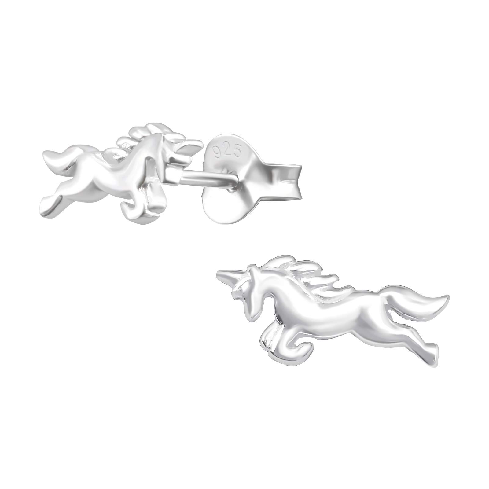 925 Sterling Silver Lightweight Hollow-Back Unicorn Stud Earrings for Women & Girls – Cute Fantasy Jewellery Gift Boxed