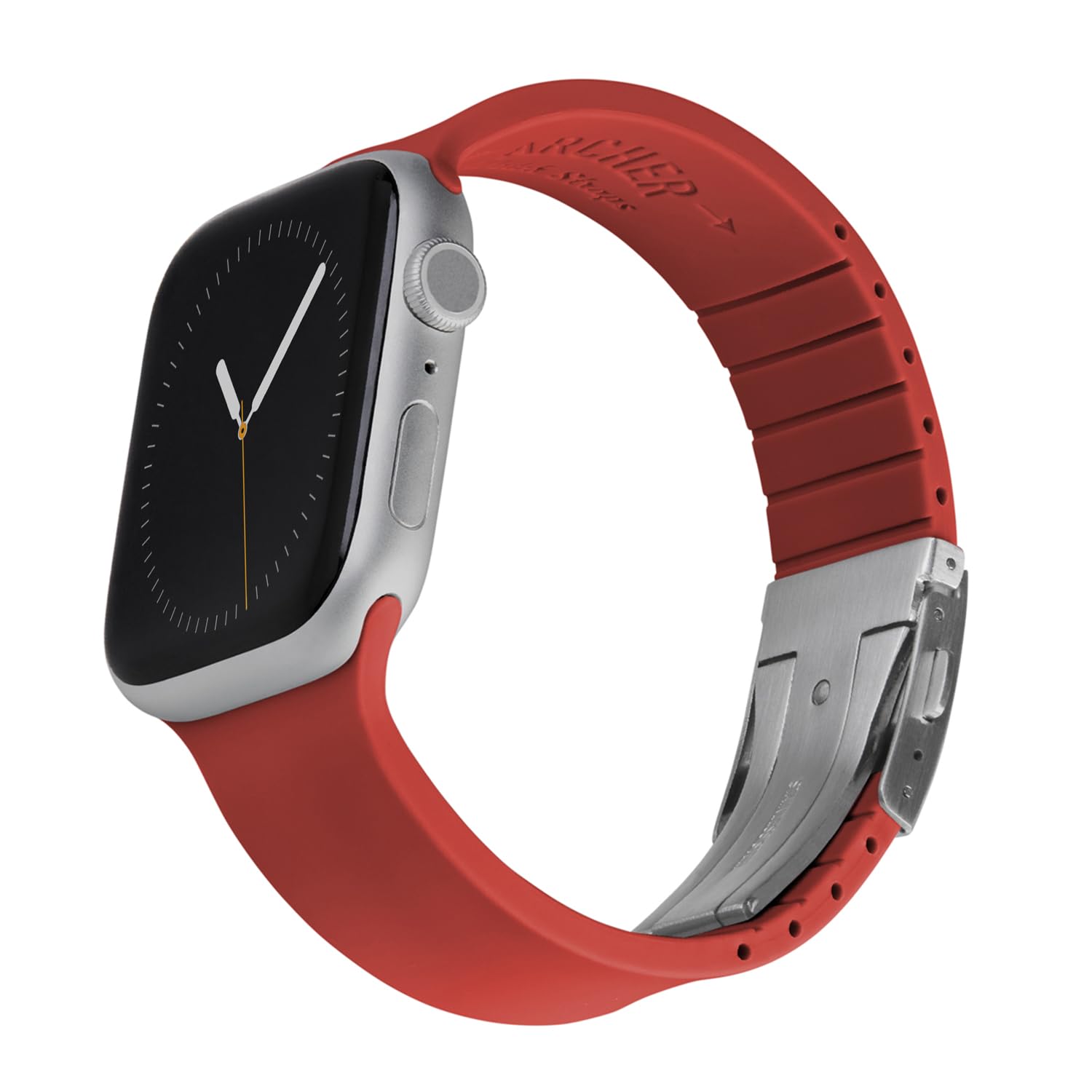 Archer Watch Straps - Custom Fit Silicone Straps for Apple Watch (Venetian Red, Silver Clasp, 44/45/46/49mm) — image 1